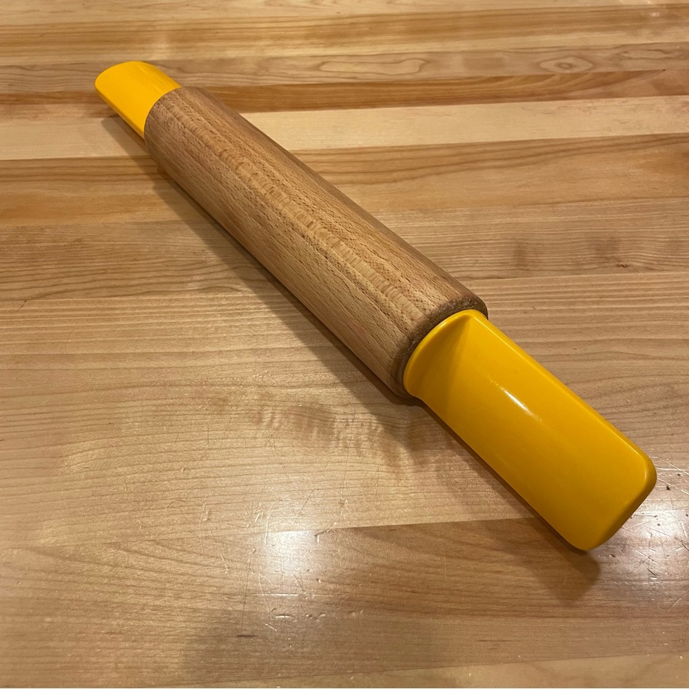 Yellow vintage modern Danesco Wooden Rolling Pin